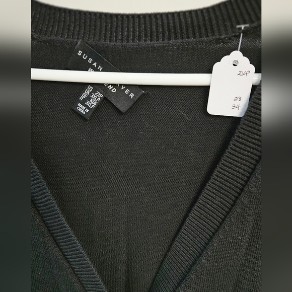 Susan Graver Ombre V-Neck Cardigan - Blue and Tan - Picture 3 of 4